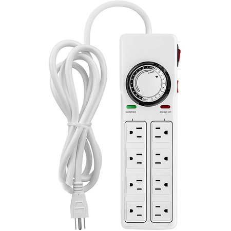 IPOWER 8 Outlet Surge Protector with Mechanical Timer HIPOWERSTRIP8TM
